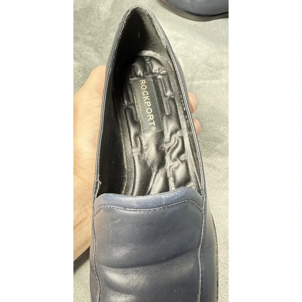 Rockport Shoes Womens Size 5.5 Blue Leather Loafers‎ Slip On Comfort Square Toe